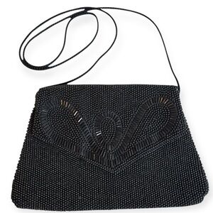 Vintage Black Beaded Evening Bag